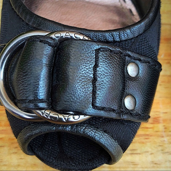 Coach signature black peep toe sling back pumps - Picture 7 of 8